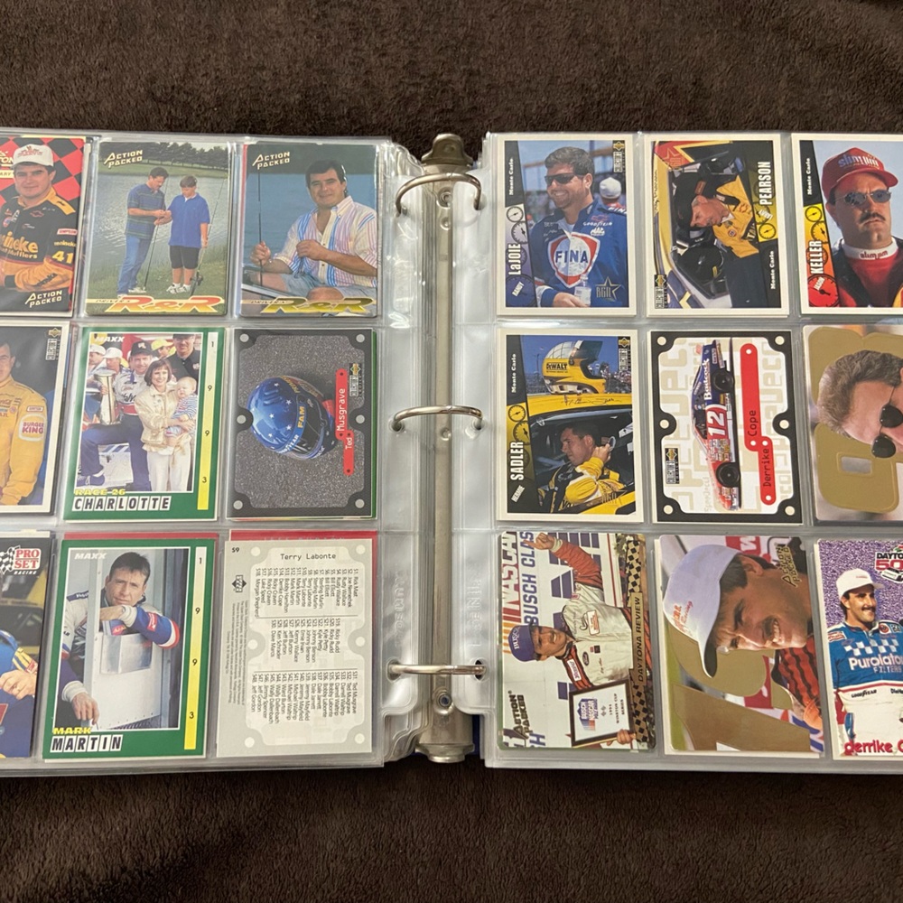 NASCAR trading cards of various drivers.  I have 3 notebooks full of cards.
